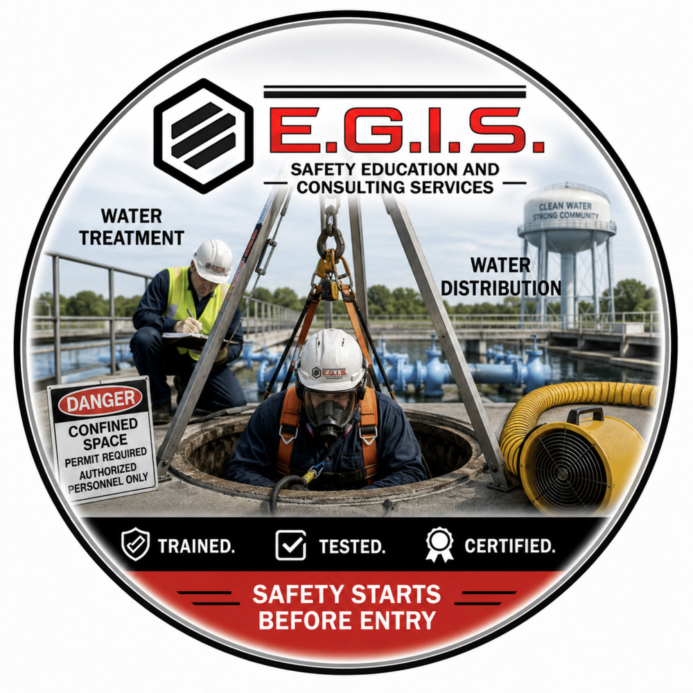 Water treatment and distribution confined space helmet sticker